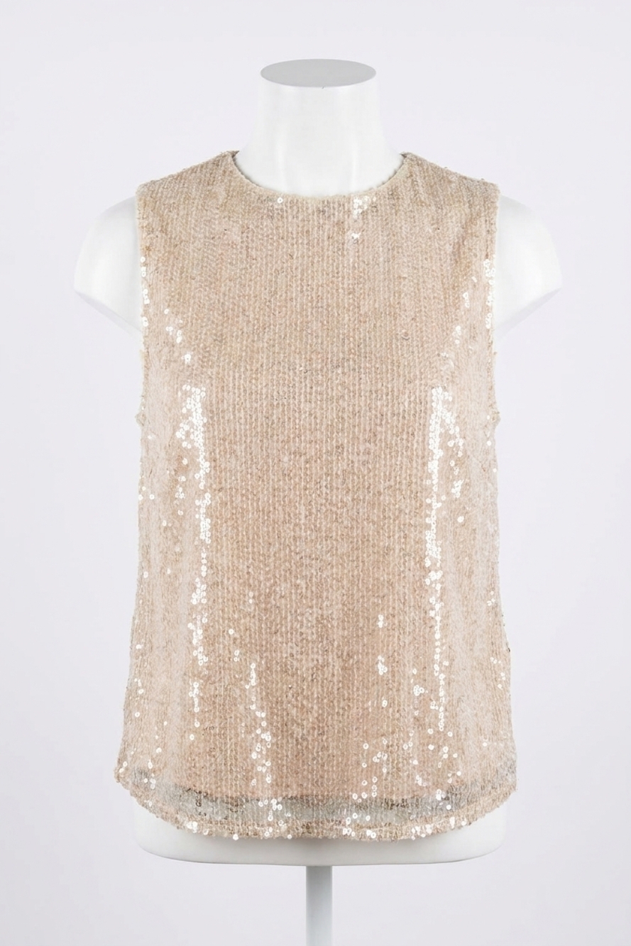 NEW BLUE B sylvia sequin sleeveless tank top in champagne